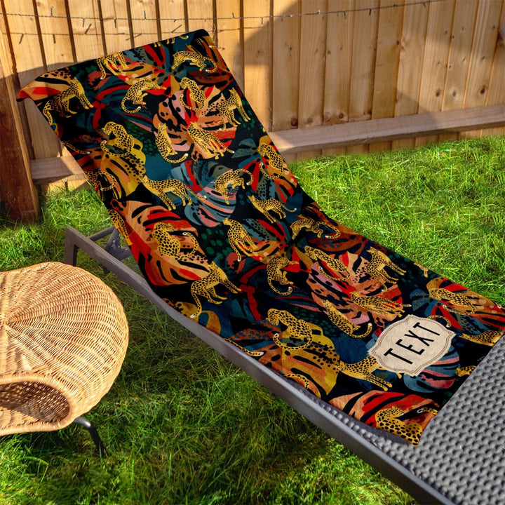 Personalised Beach Towel - Bold Tropical Leopard Design