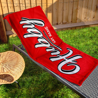 Personalised Beach Towel - Customisable Colour - Hubby