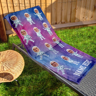 Personalised Beach Towel - Face Scatter - Astronaut