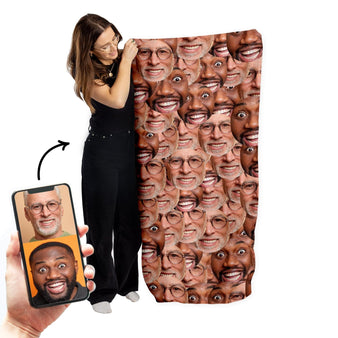 Personalised Beach Towel - Face All Over - Two Faces