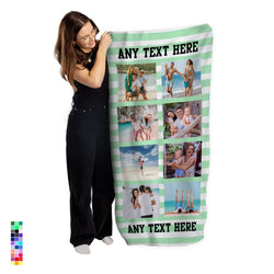 Personalised Beach Towel - Any Colour - Stripe - 8 Photo