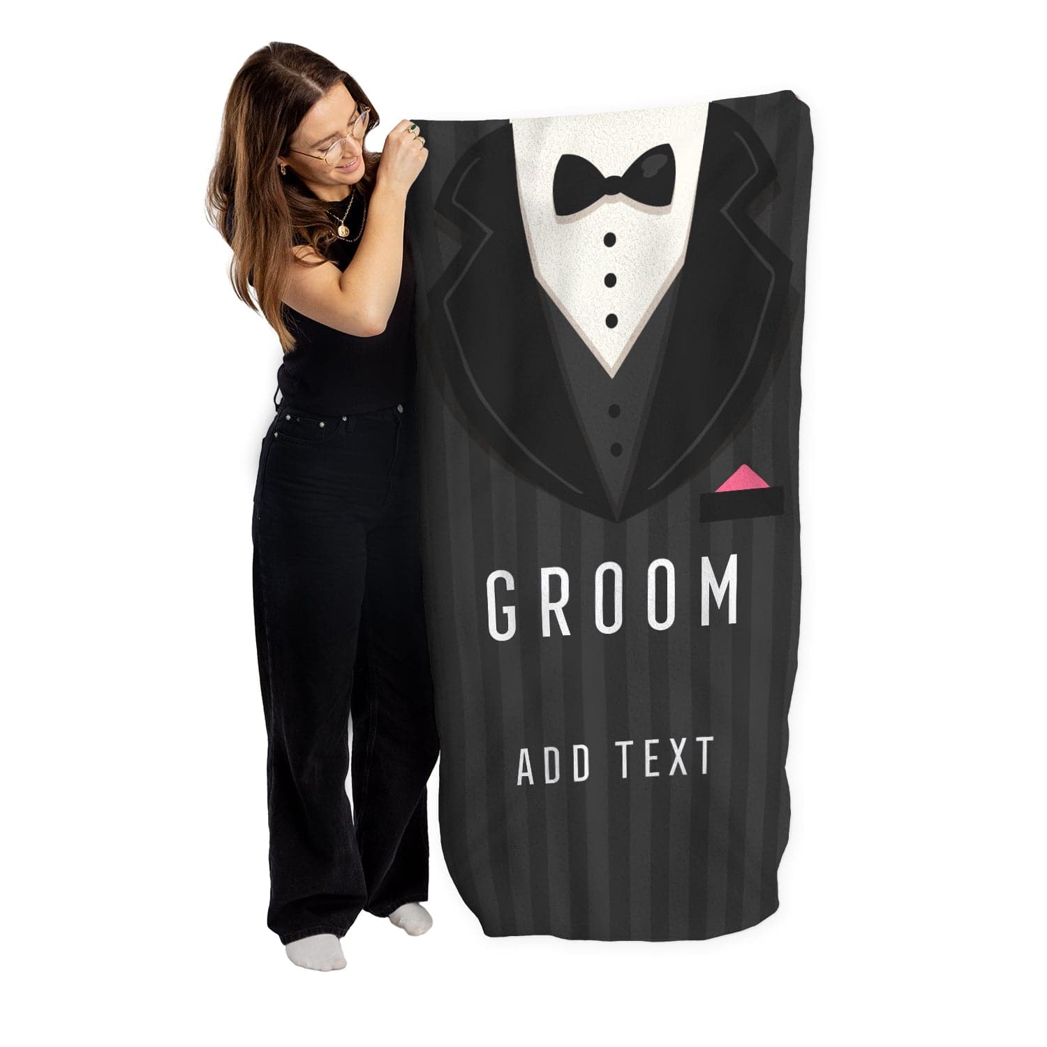 Personalised Beach Towel - Groom Suit