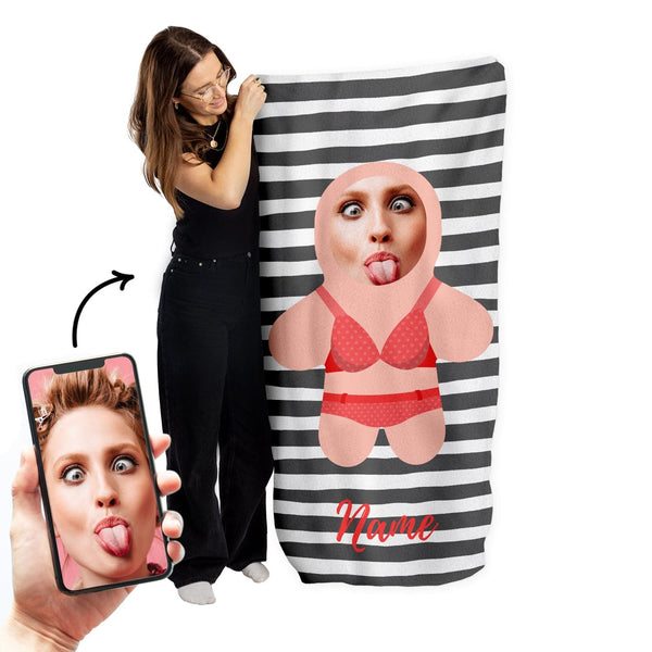 Personalised Beach Towel - Mini Me - Bikini Girl
