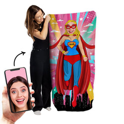 Personalised Beach Towel - Add your face to Superwomen - Two variants