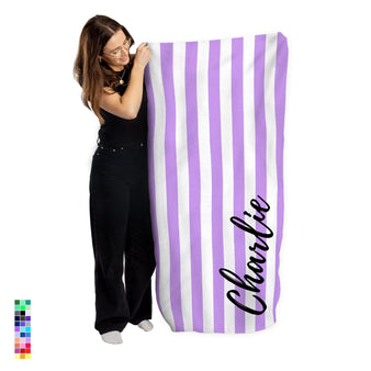 Personalised Stripe Beach Towel - Choose Your Colour