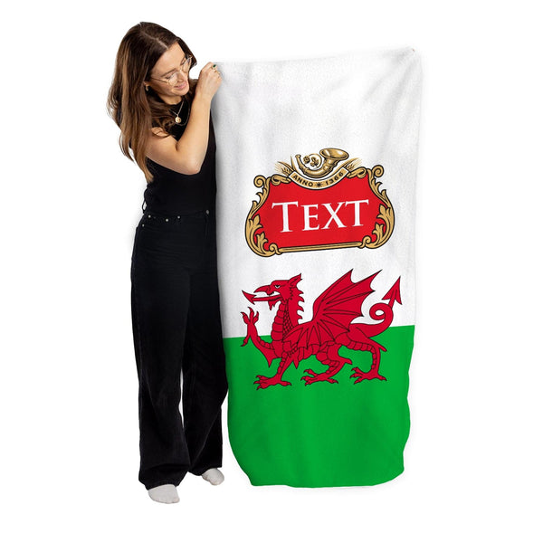 Personalised Beach Towel - Welsh Flag - Two Styles
