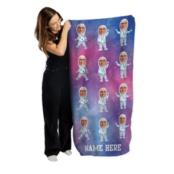 Personalised Beach Towel - Face Scatter - Astronaut