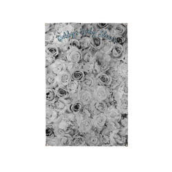 Personalised Text - Black and White Floral Wall Party Backdrop - 5ft x 3ft