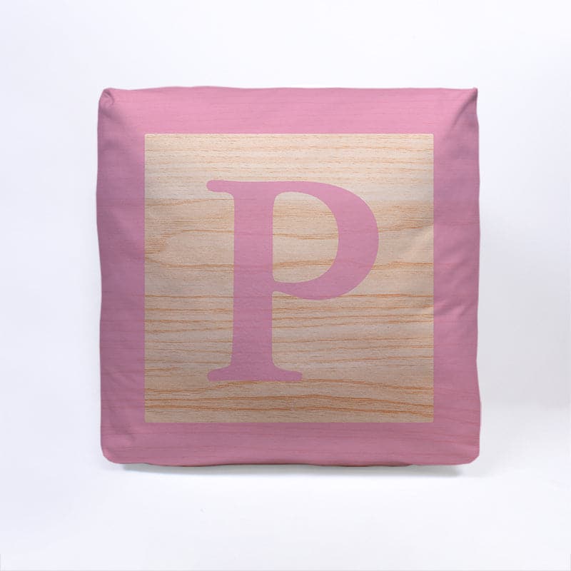 Pink Initial Baby Block Cube Cushion - 10"