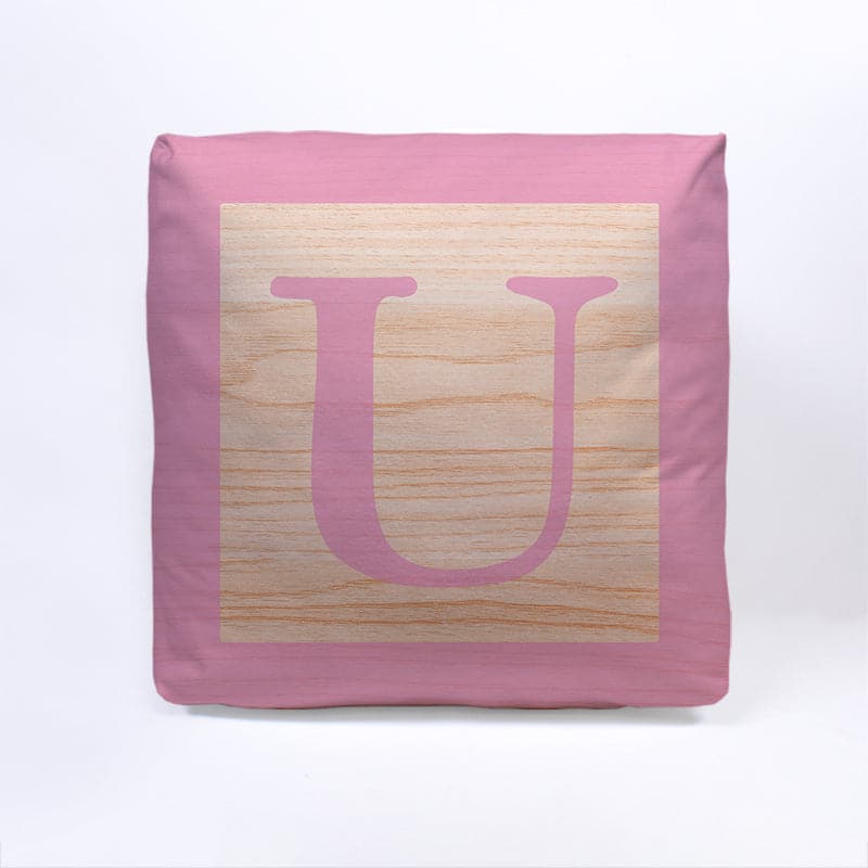 Pink Initial Baby Block Cube Cushion - 10"