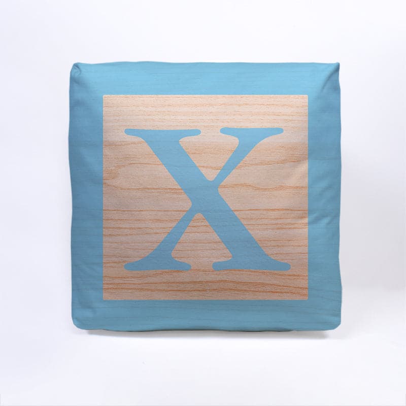 Blue Initial Baby Block Cube Cushion - 10"