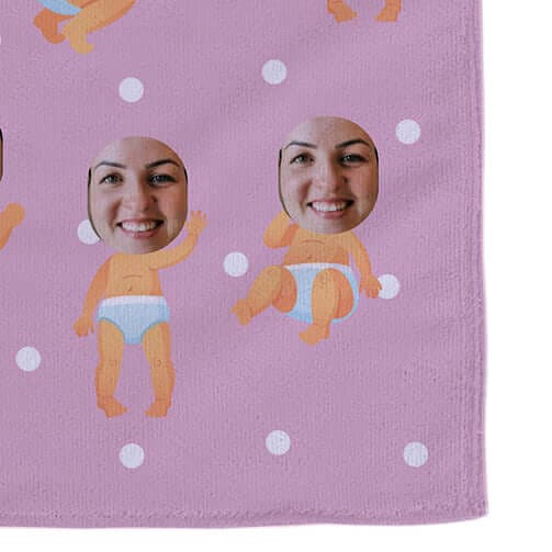 Baby Pink Funny Photo Face Personalised Tea Towel