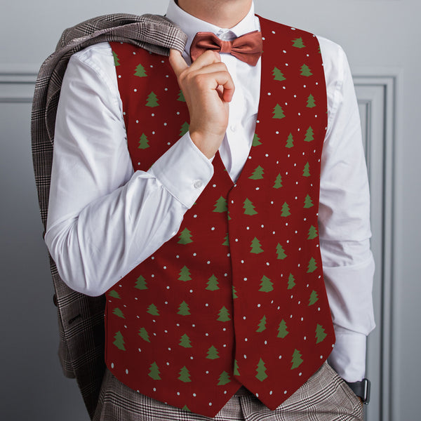 Mens Red Christmas Waistcoat - Novelty Fancy Dress - Christmas Stag