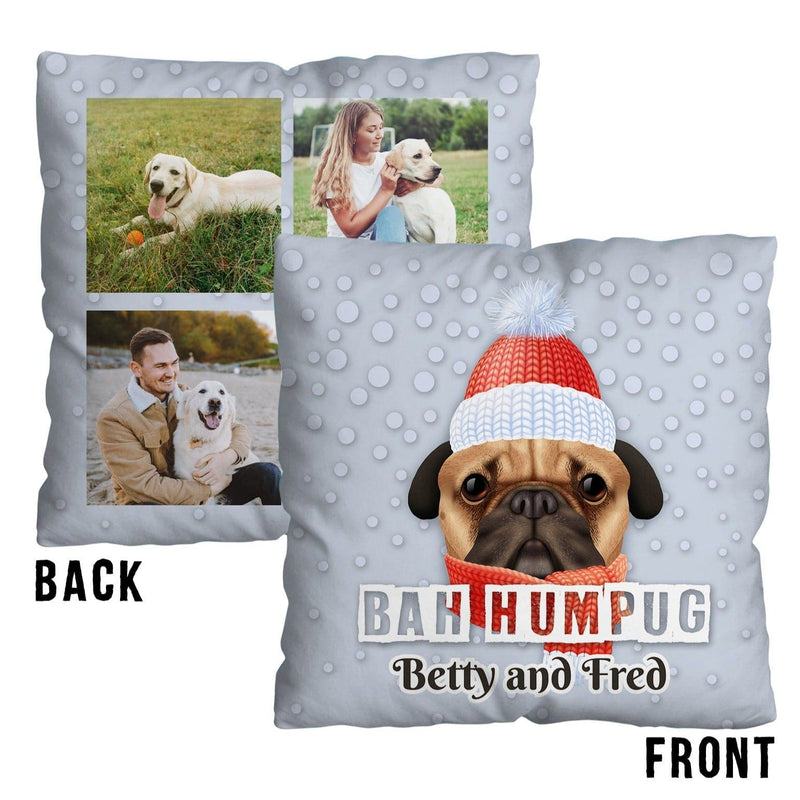 Personalised Text and Photo - Bah Humpug - Ice Blue - 45cm Cushion