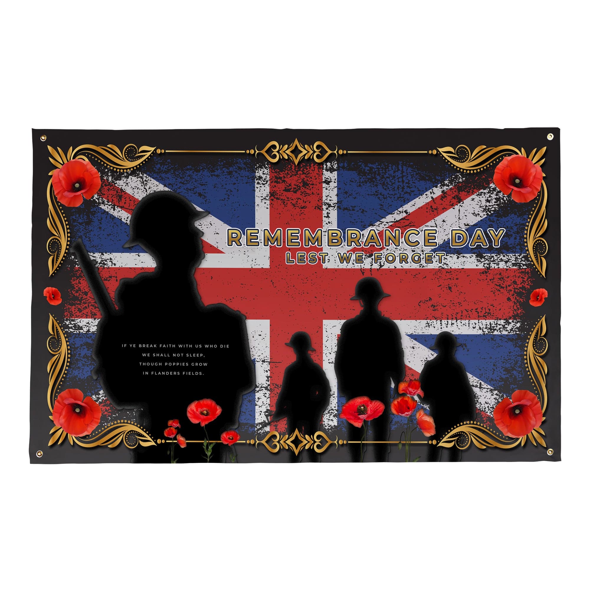 Remembrance Day - Union Jack Poppy Art | Personalised Banner - 5ft x 3ft