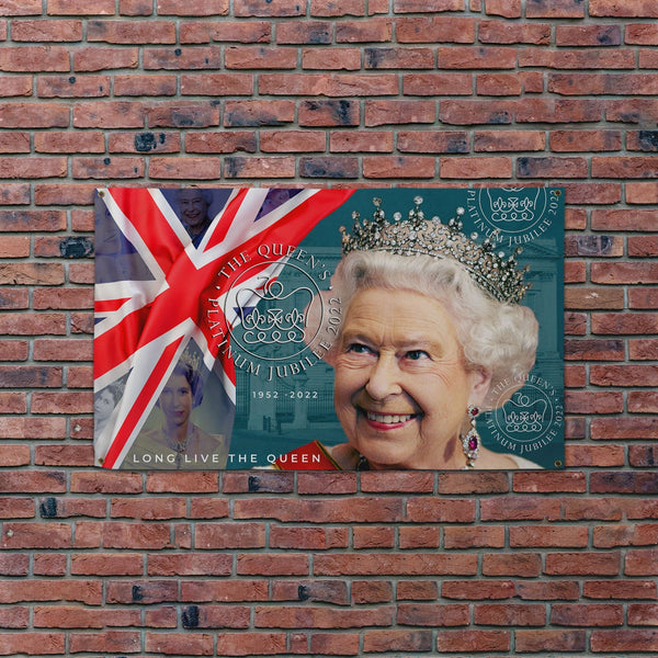Platinum Jubilee - Queen Smiling Banner - 5ft x 3ft