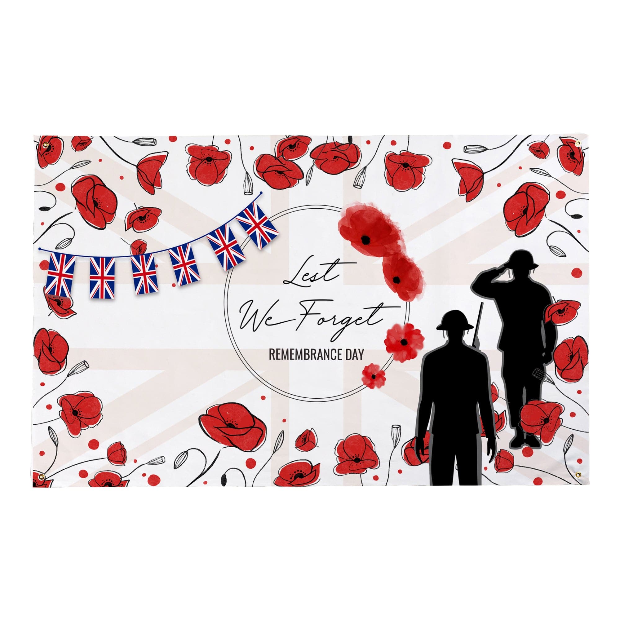 Remembrance Sketched Poppies | Personalised Banner - 5ft x 3ft