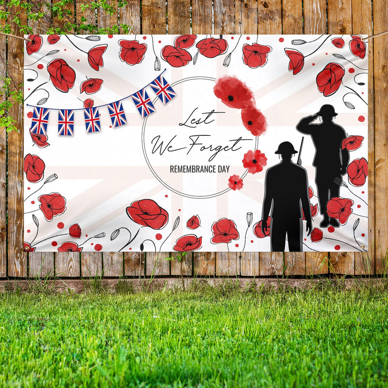 Remembrance Sketched Poppies | Personalised Banner - 5ft x 3ft