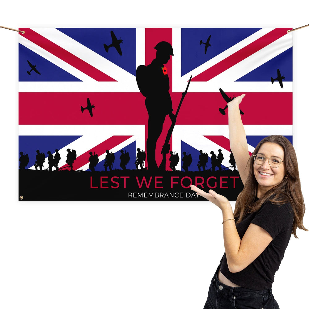 Lest We Forget 4 Soldati 5ft X 3ft Commemorazione Giorno Bandiera - Foto 11