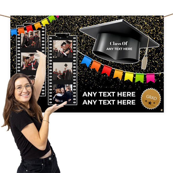 Graduation Hat - Photo Banner - Edit Text - 5FT X 3FT
