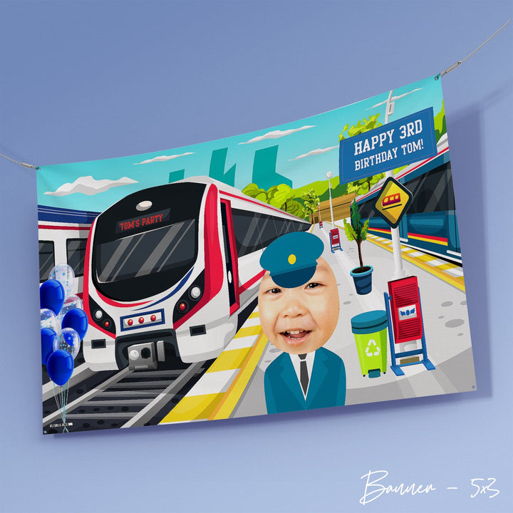 Personalised Text - Train Driver Banner - 5ft x 3ft
