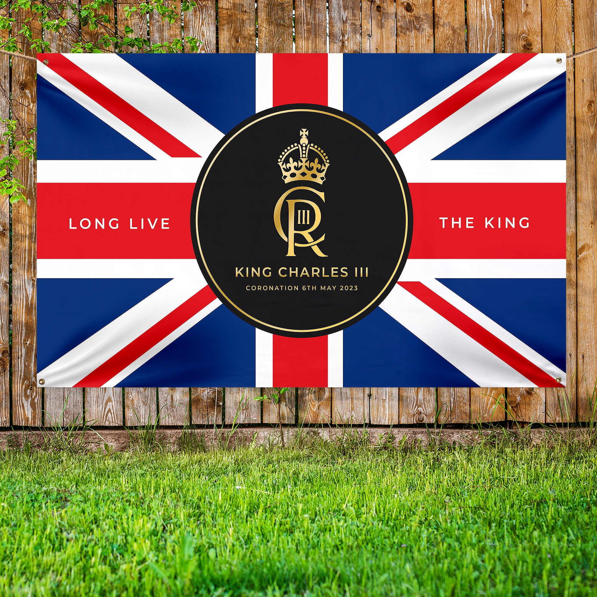 King Charles Coronation - Royal Monogram - 5ft x 3ft Fabric Banner