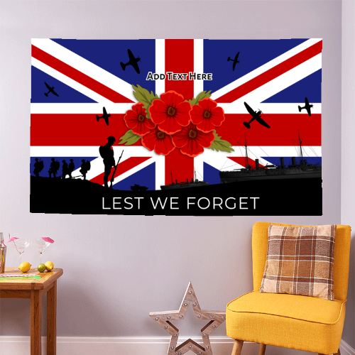 Remembrance Day - Union Jack Flag - Navy | Personalised Banner - 5ft x 3ft