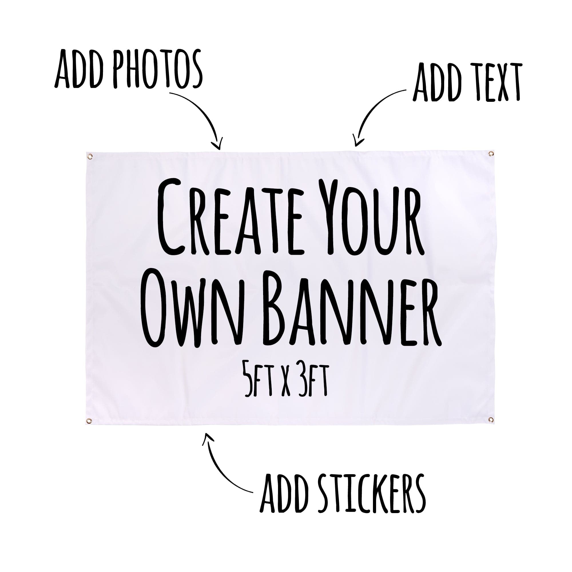 Create Your Own Personalised Party Banner or Flag 5ft x 3ft | UK