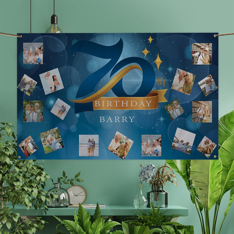70th Birthday Banner - Add Any Name - 5ft x 3ft