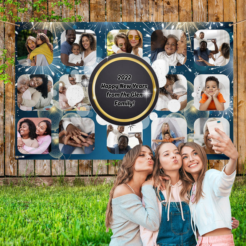 Any Occasion - Blue Firework - Photo Banner - Edit text - 5FT X 3FT