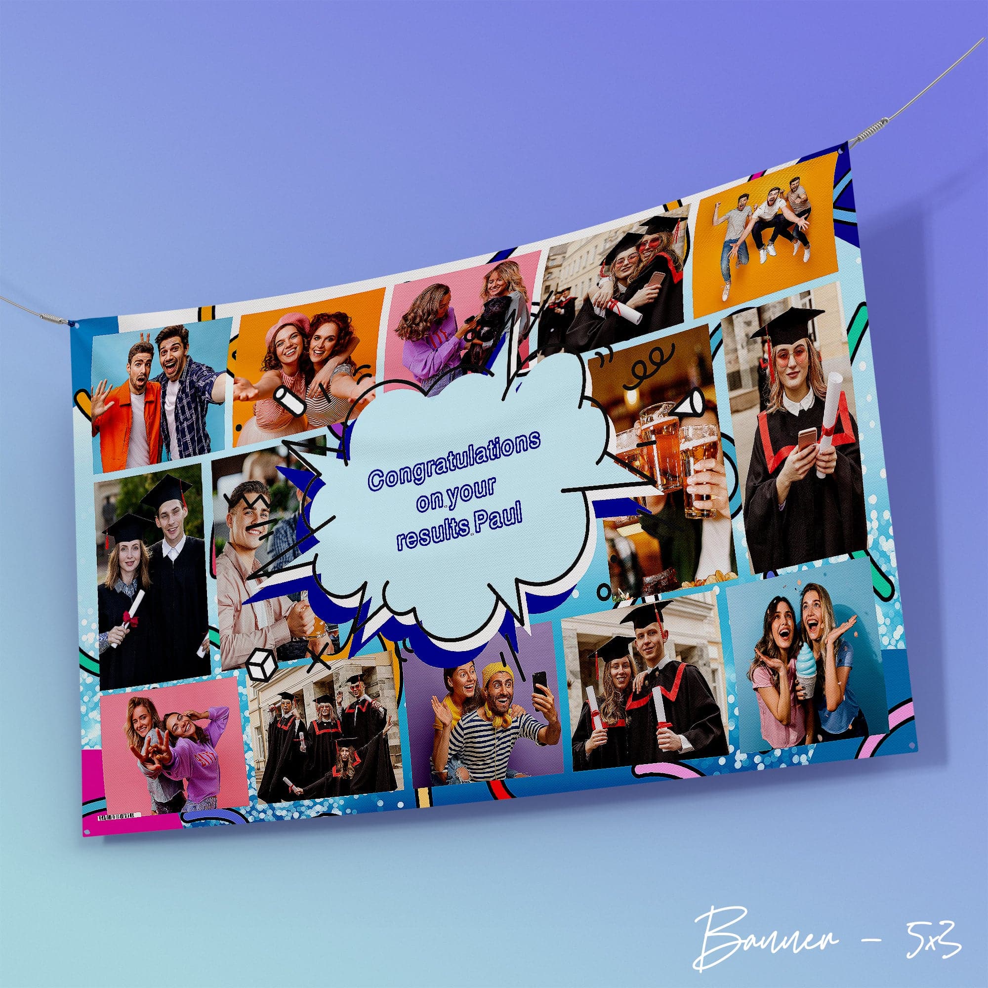 Any Occasion Photo Banner - Funky Colour Pop - Edit Text - 5FT X 3FT