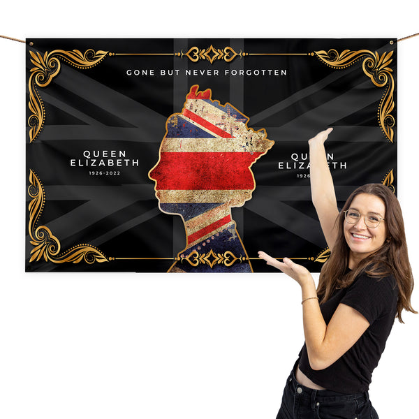 The Queen - B&W Flag - 5ft x 3ft Fabric Banner