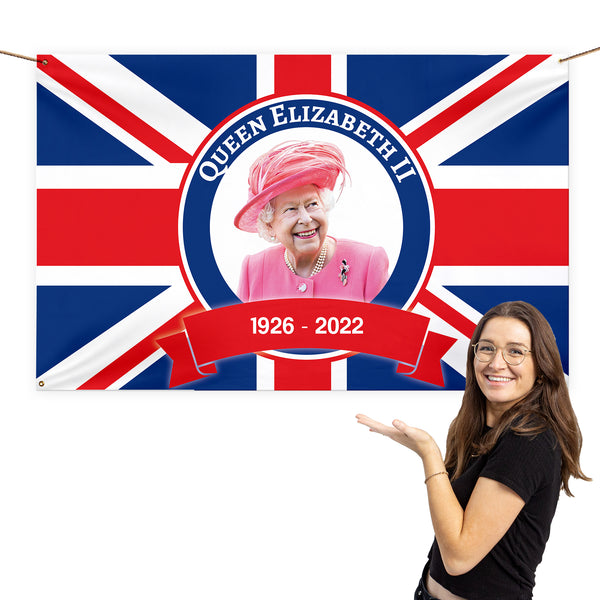 Queens Commemorative - Union Jack - 5ft x 3ft Fabric Banner