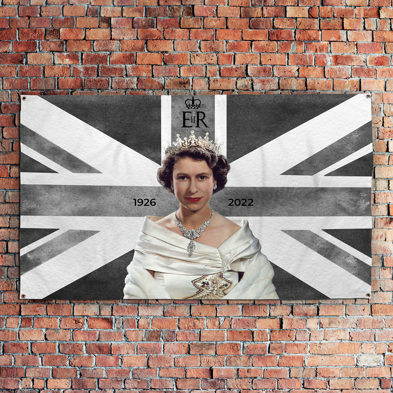 Queens Commemorative - Monochrome Portrait - 5ft x 3ft Fabric Banner