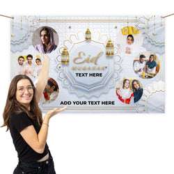 Eid White Celebration Photo Banner- Edit text - 5FT X 3FT