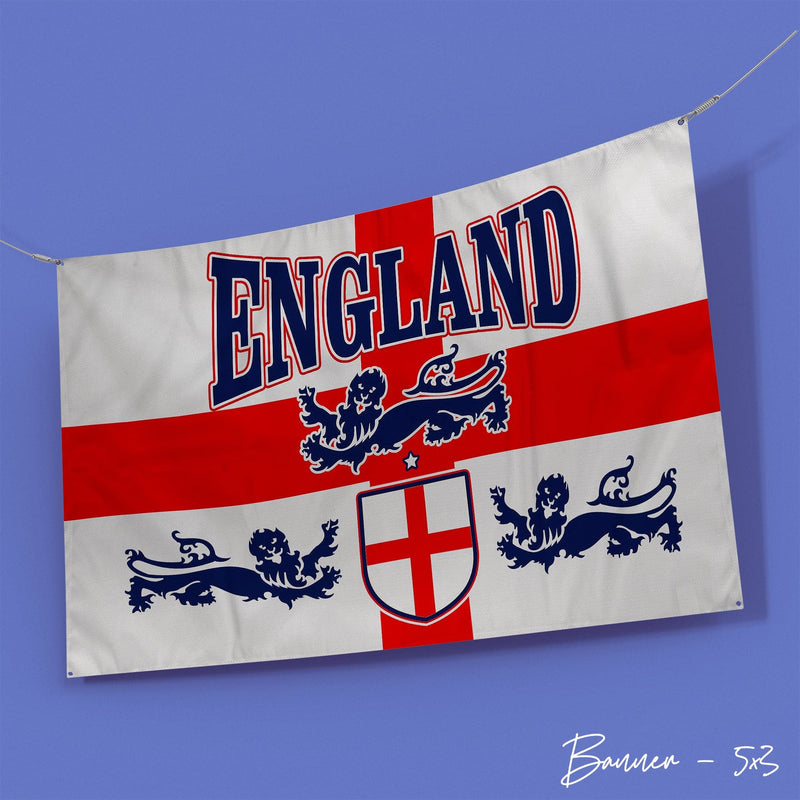 England - St George - 3 Lions - 5 X 3 Banner