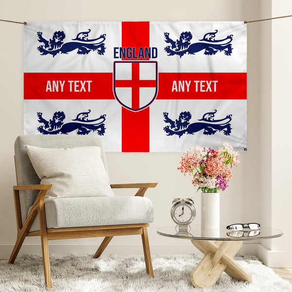 England - St George - 4 Lions & Badge - 5 X 3 Banner