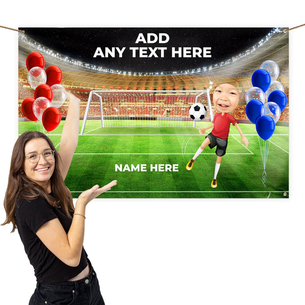 Personalised Text - Football Pitch Banner - 5ft x 3ft