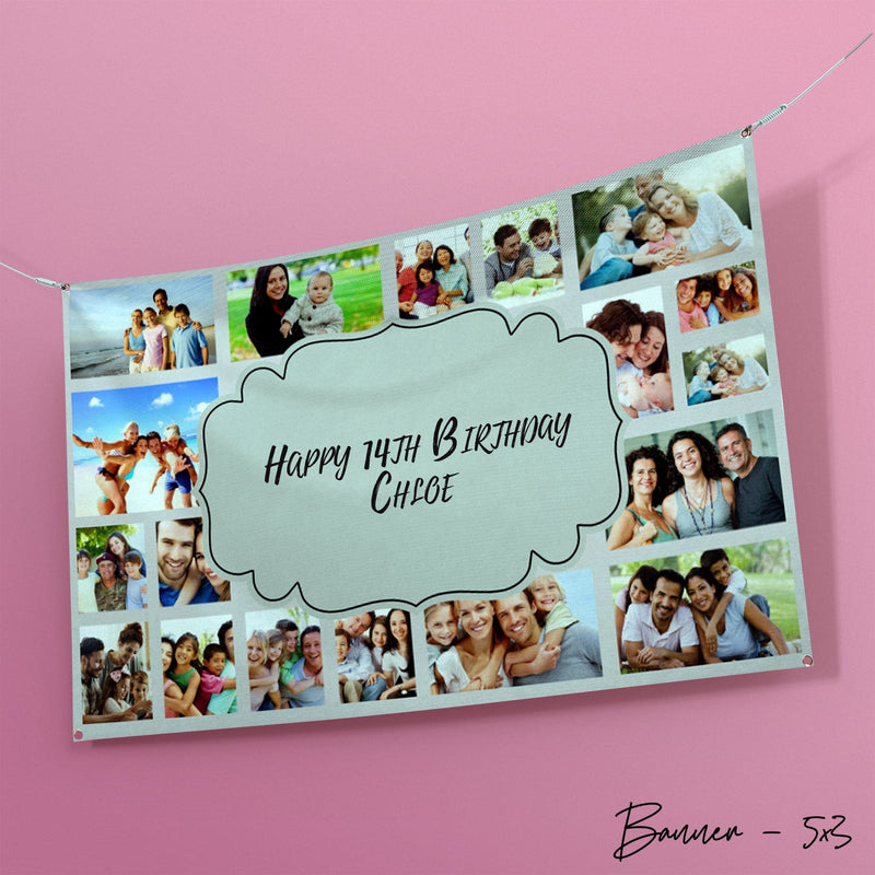 Personalised Any Text and Colour - Photo Banner - 5ft x 3ft