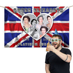 Platinum Jubilee - Queen Love Heart Flag - 5ft x 3ft Banner