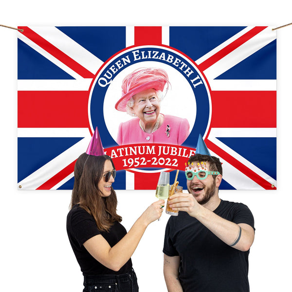 Platinum Jubilee - Union Jack Queen Flag - 5ft x 3ft Banner
