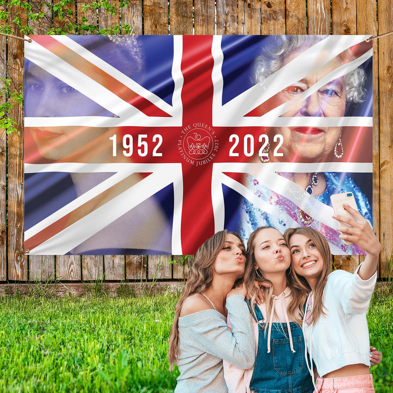 Platinum Jubilee - Queen Portraits - 5ft x 3ft Fabric Banner