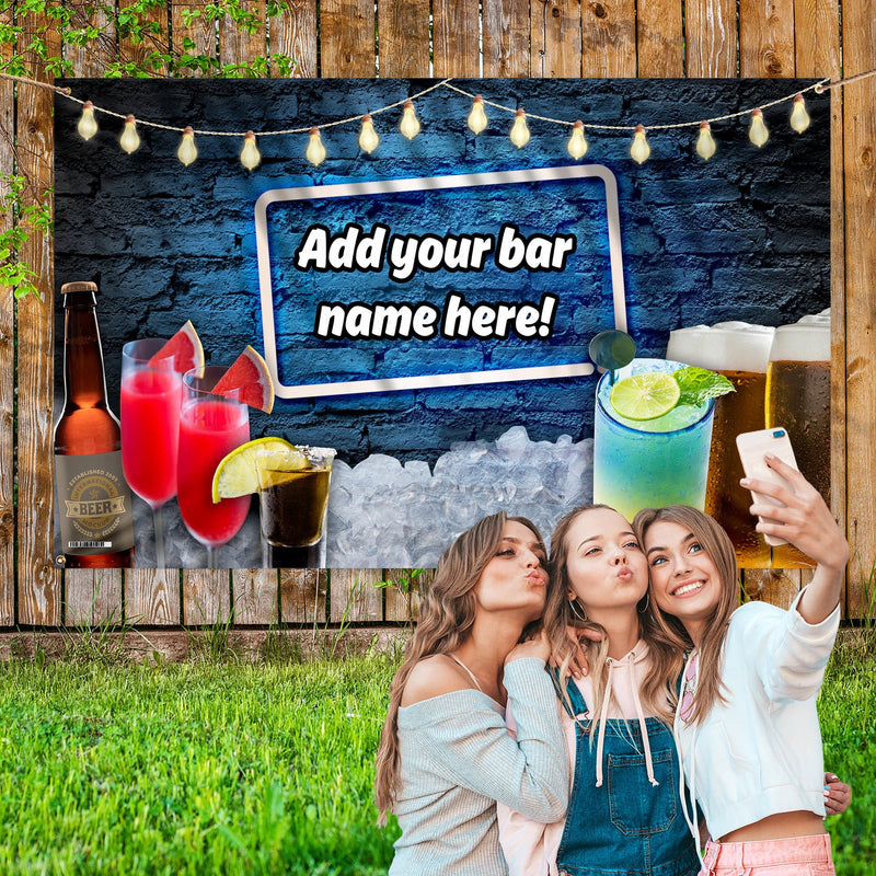 Home Bar Real Drink Selection Banner - Add Any Text - 5ft x 3ft