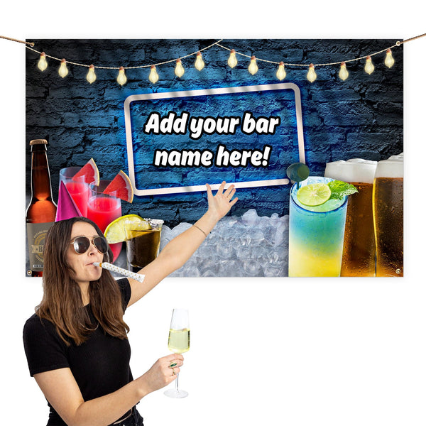 Home Bar Real Drink Selection Banner - Add Any Text - 5ft x 3ft