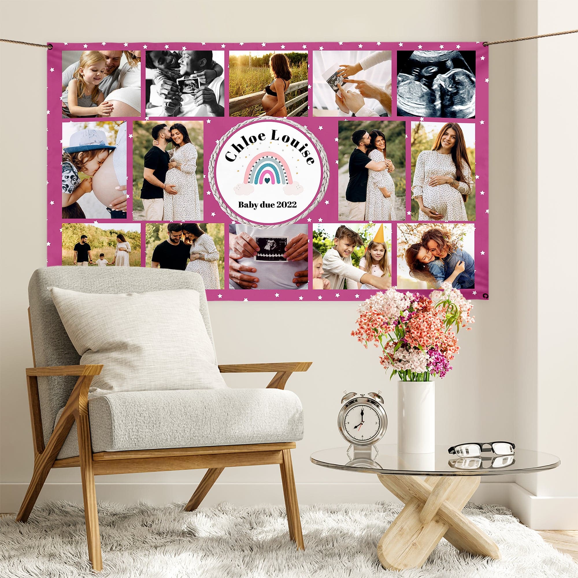 Any Occasion Rainbow Star Photo Banner - 3 Colourways - Edit Text - 5FT X 3FT