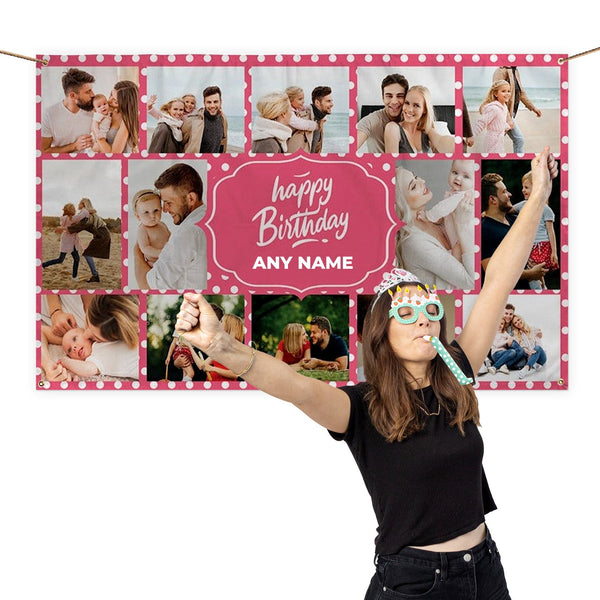 Happy Birthday Banner - Any Name - 5ft x 3ft