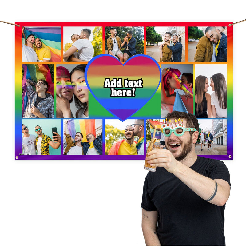 Pride Heart photo banner - Edit text - 5FT X 3FT
