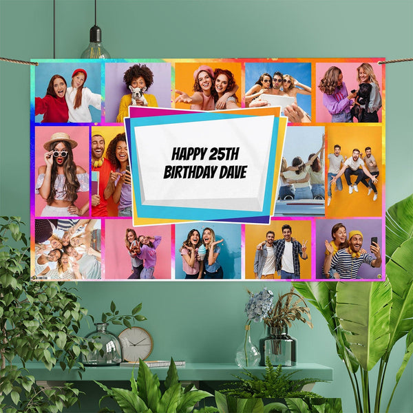 Any Occasion Photo Banner - Rainbow Splash - Edit Text - 5FT X 3FT