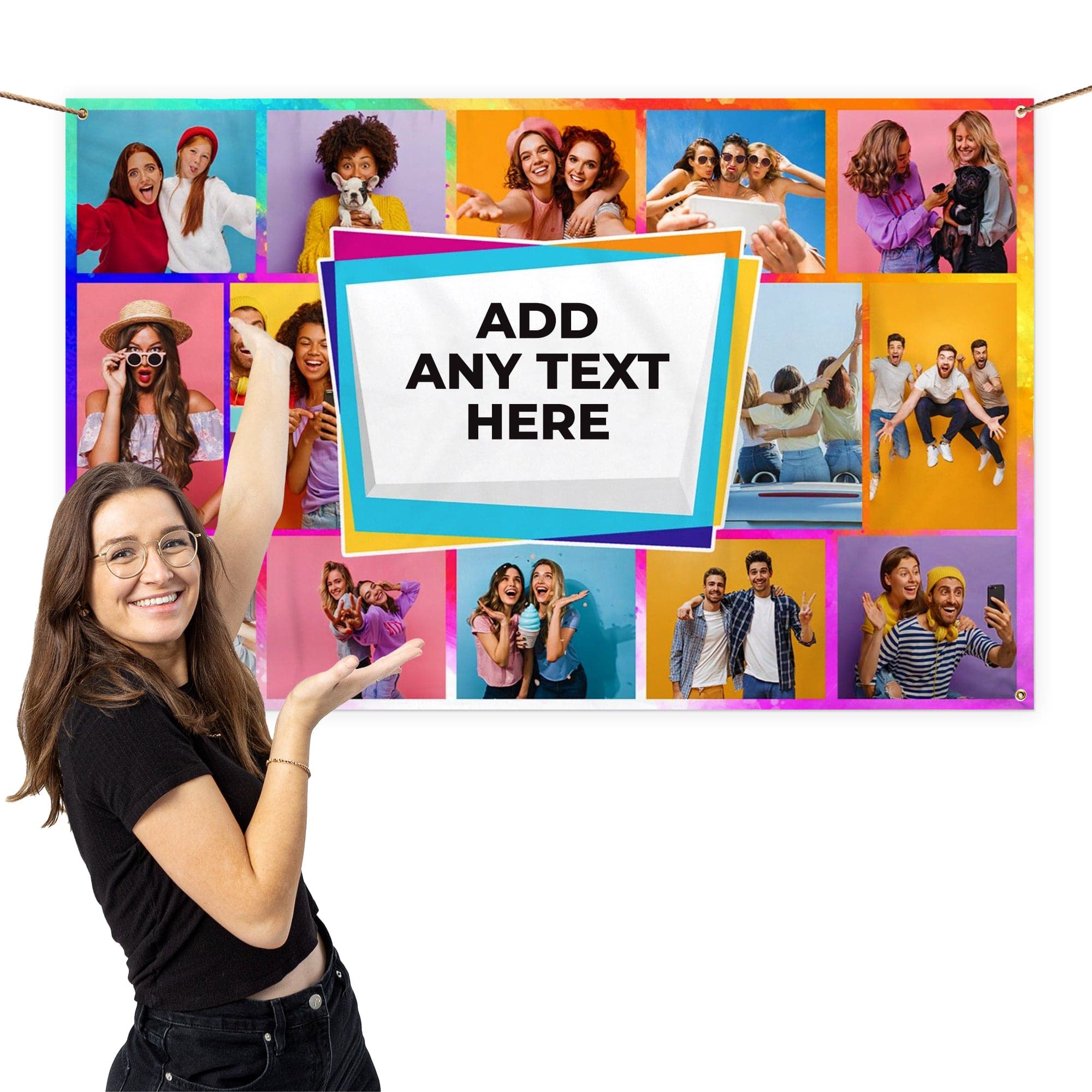 Any Occasion Photo Banner - Rainbow Splash - Edit Text - 5FT X 3FT