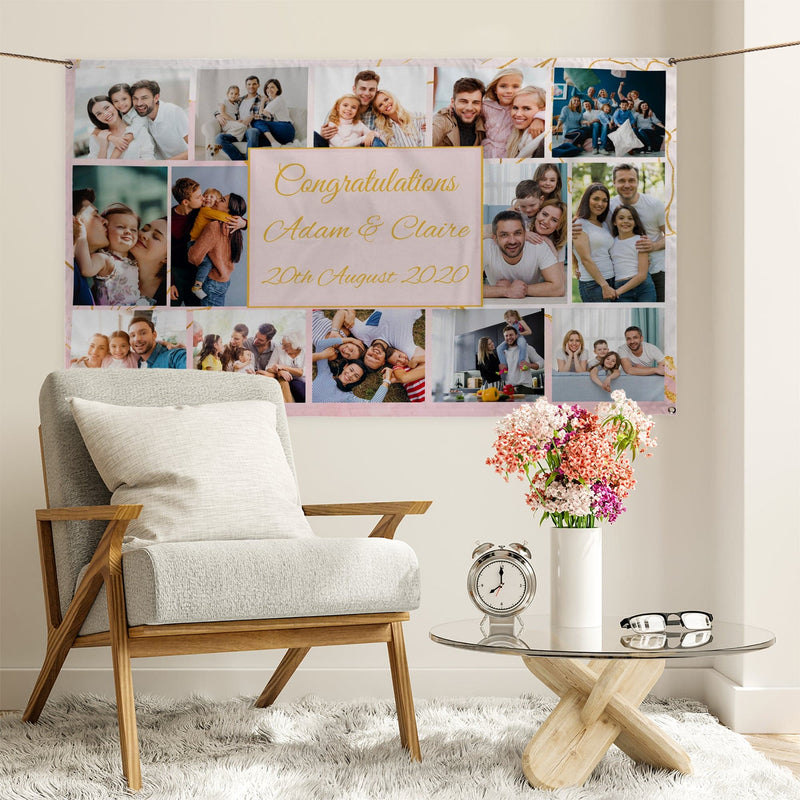 Personalised Any Text - Rose Gold - Photo Banner 5ft x 3ft